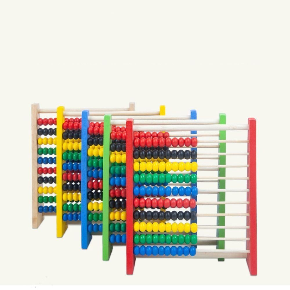 Kids Education Calculator - 耐久性のある木製そろばん、知育玩具、計算ビーズ、趣味、赤、青、黄色、数え方学習、子供用おもちゃ