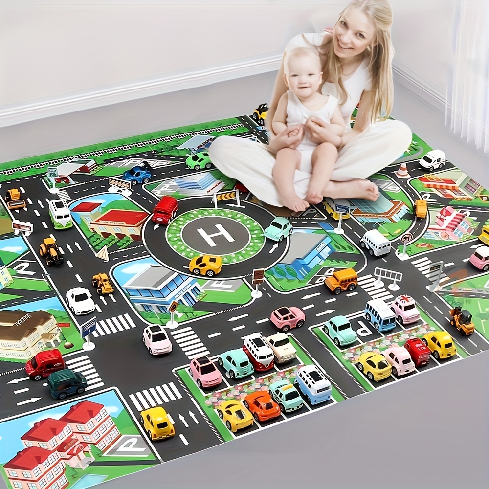 Kids Educational Mat - 子供のための都市のトラフィックプレイマット、大きなゲームパッド、防水、インタラクティブなロードマップ、おもちゃの車と遊ぶ、教育ツール、1個