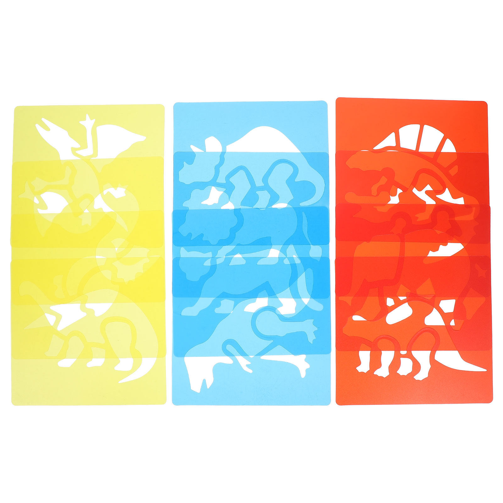 Kids Education Template - 12個入り プラスチック製描画ステンシル 子供用 動物テーマ 教育用トレーステンプレート 紙、布、キャンバス、壁など多用途に使用可能