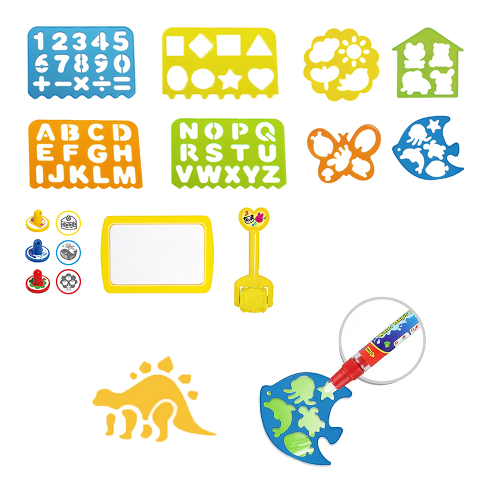 Kids Education Template - 魔法の水塗り絵マットアクセサリーローラーシール動物デジタルテンプレートEVA水塗り絵おもちゃアートツール子供向け知育玩具