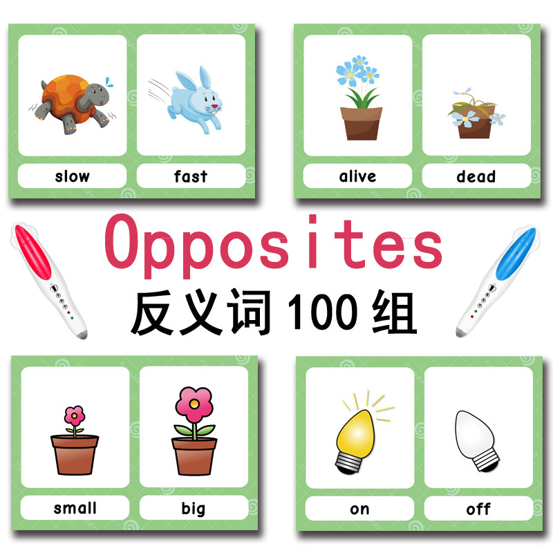 100組の反対語フラッシュカード 英語語彙カード 子供向け  - Kids Education Toy のレビューと価格