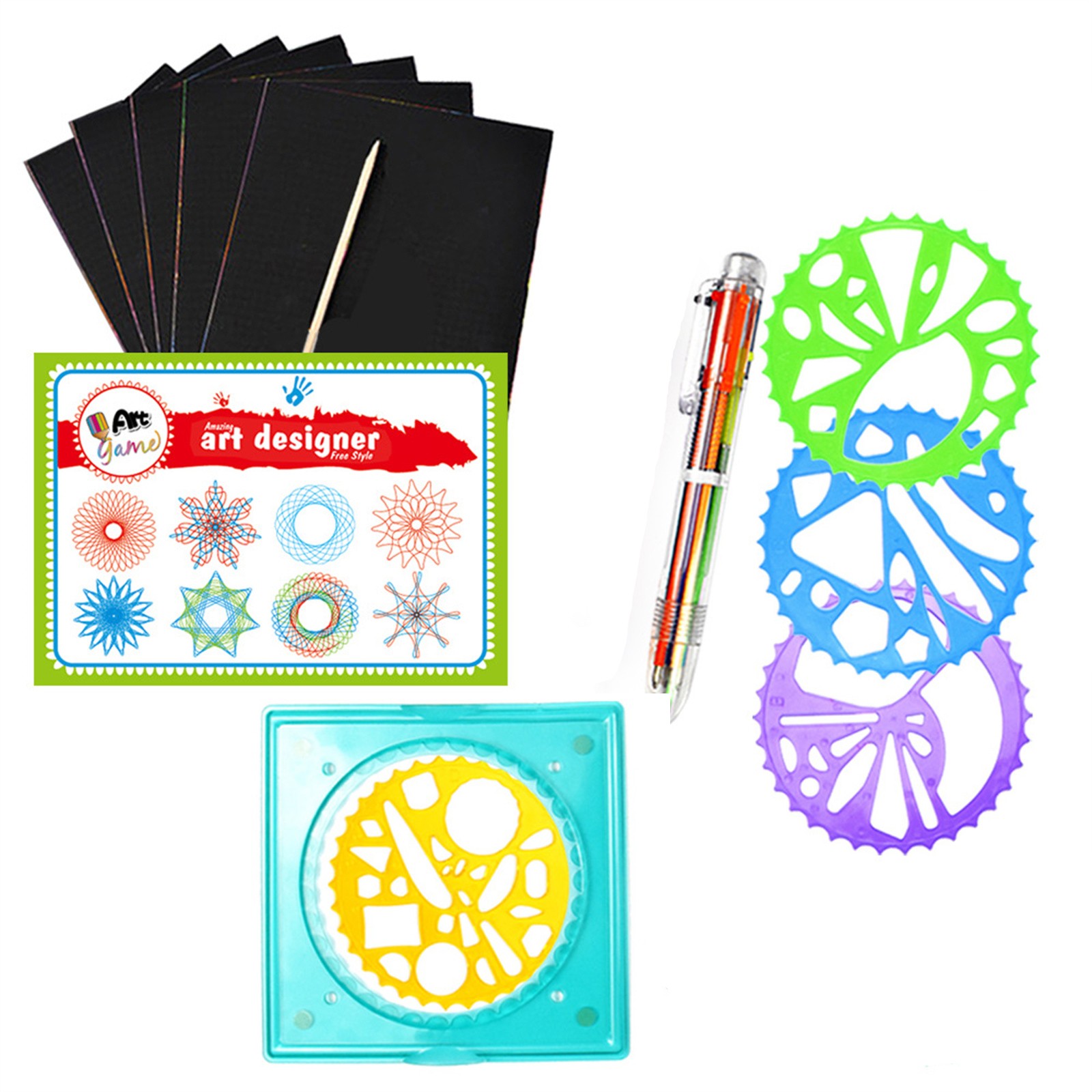 カラフルなスパイログラフセット子供用マジックアート描画キット - Kids Education Template のレビューと価格