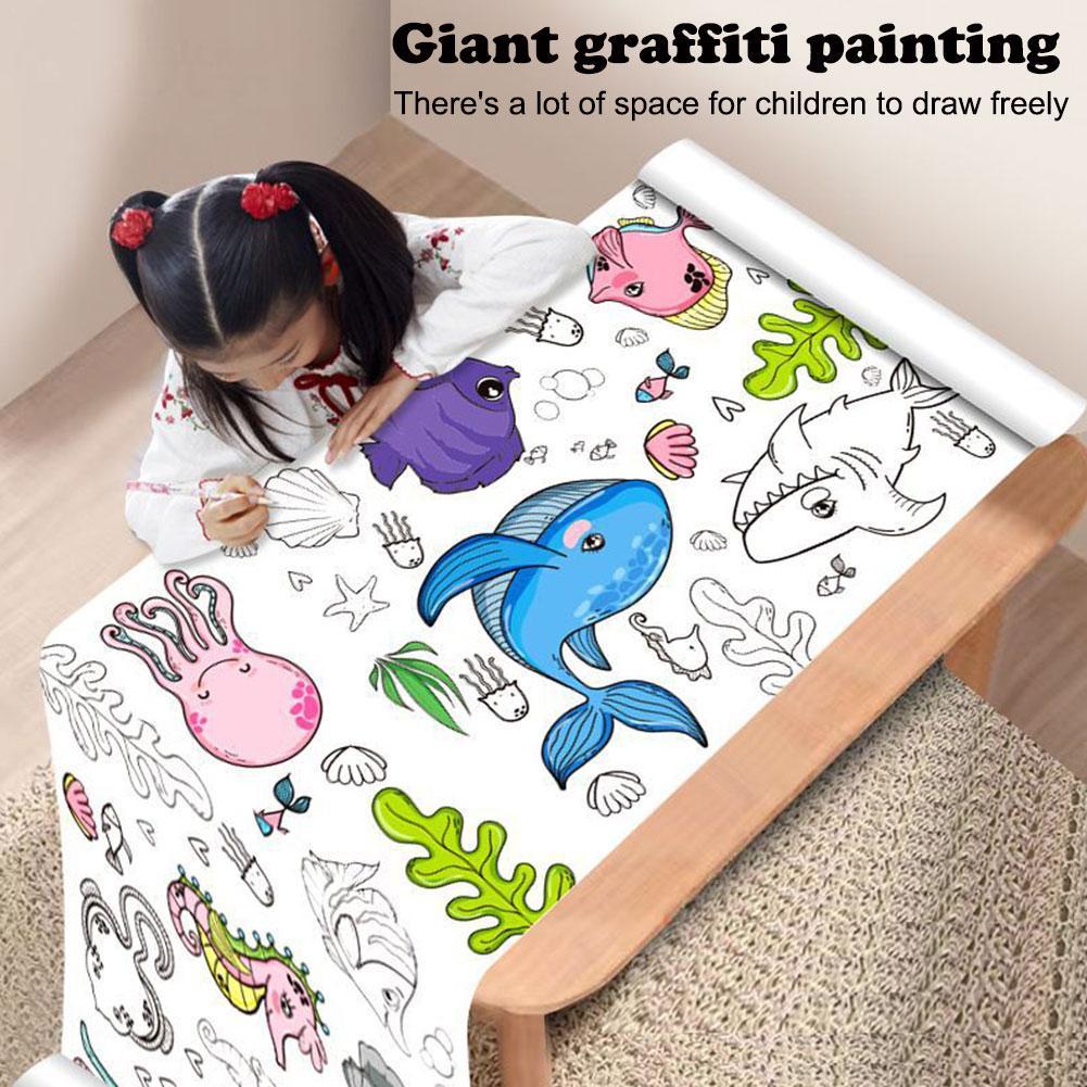 子供のための落書き描画ロール,粘着性の色の充填用紙,子供のた - Kids Education Laptop のレビューと価格