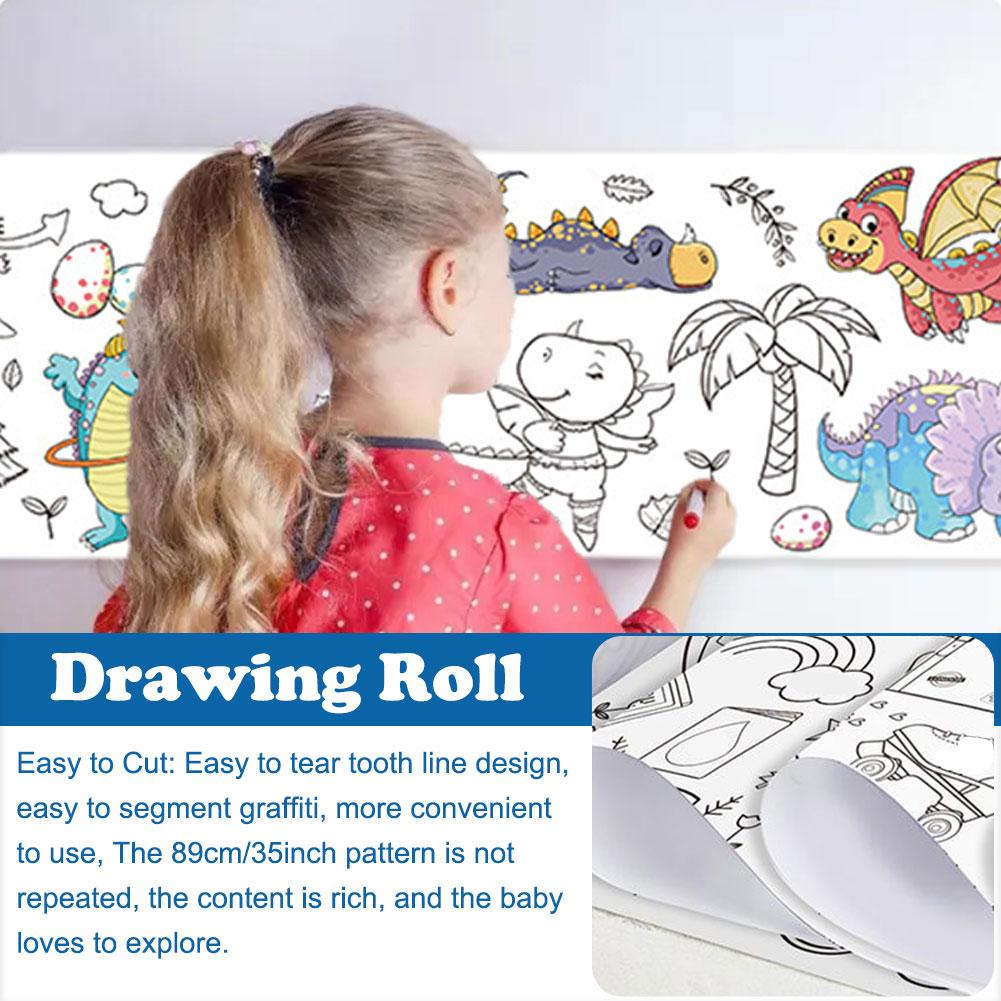 子供のための落書き描画ロール,粘着性の色の充填用紙,子供のた - Kids Education Laptop のレビューと価格