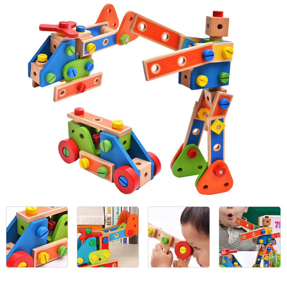 1セット クリエイティブな木製ナット組み立てブロック 分解可 - Kids Outdoor Education のレビューと価格