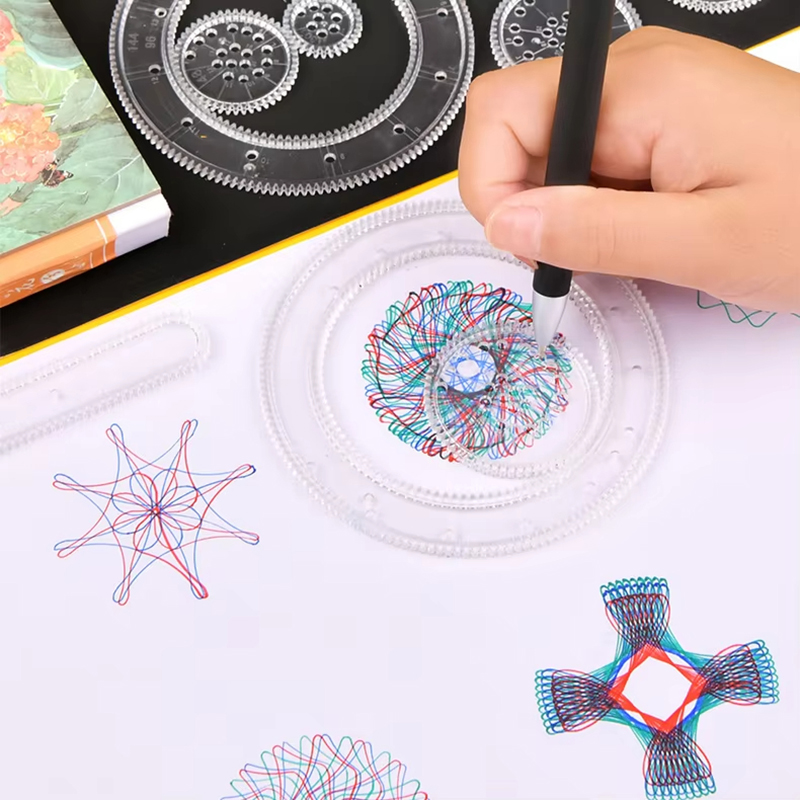 面白いスピログラフ描画おもちゃセットクリエイティブギア幾何学 - Kids Education Template のレビューと価格
