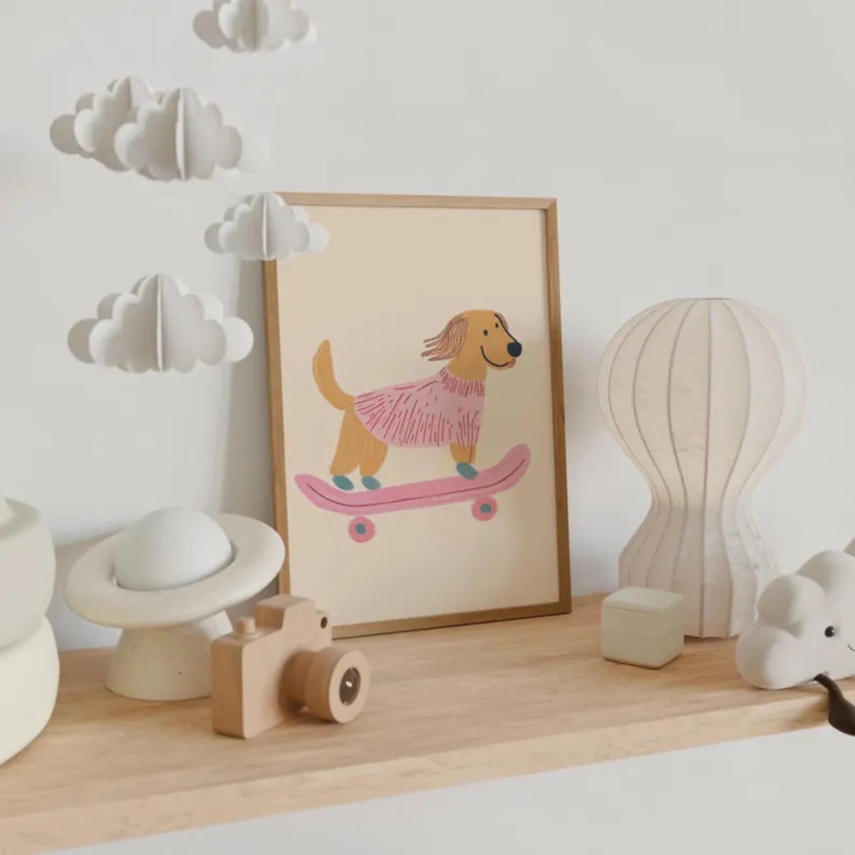かわいいスケートボード犬ダックスフントキャンバスプリントポス - Kids Educational Poster のレビューと価格