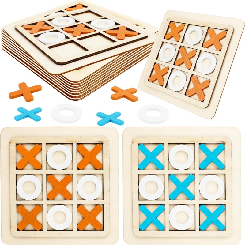木製三目並べゲーム パズルテンプレート XO テーブル チェ - Kids Education Template のレビューと価格