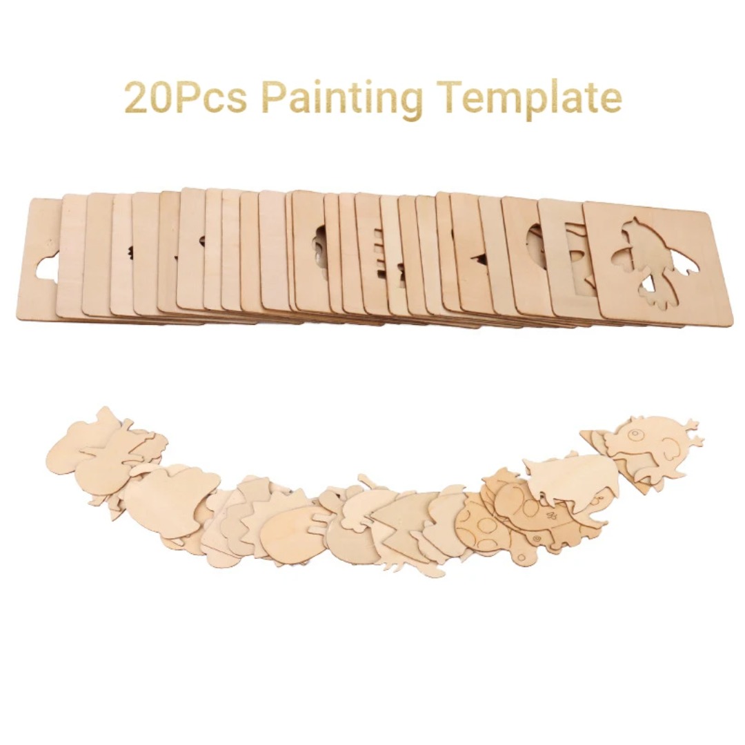 20個のモンテッソーリ木製描画ステンシル - 子供用DIYペ - Kids Education Template のレビューと価格