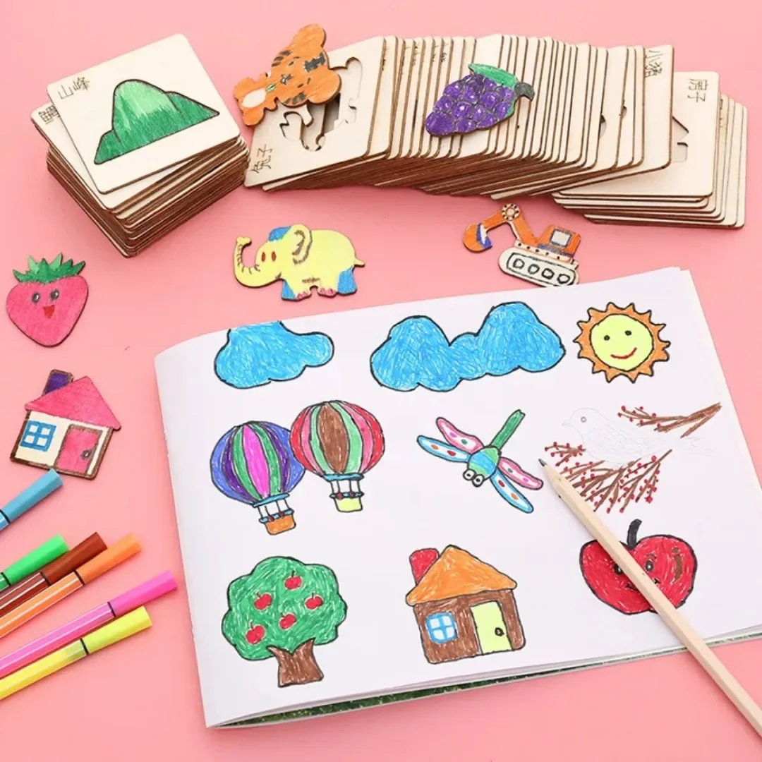 20個のモンテッソーリ木製描画ステンシル - 子供用DIYペ - Kids Education Template のレビューと価格