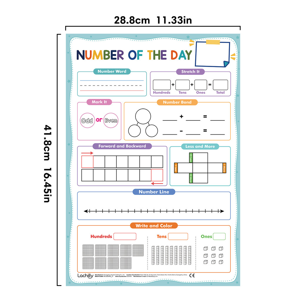 A3サイズの再利用可能な日付・時間表の算数ポスター、子供向け - Kids Education Calculator のレビューと価格