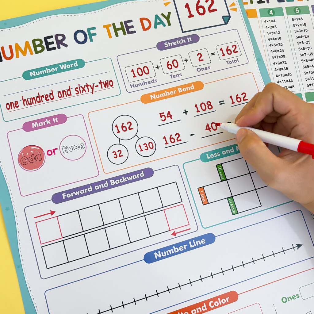 A3サイズの再利用可能な日付・時間表の算数ポスター、子供向け - Kids Education Calculator のレビューと価格