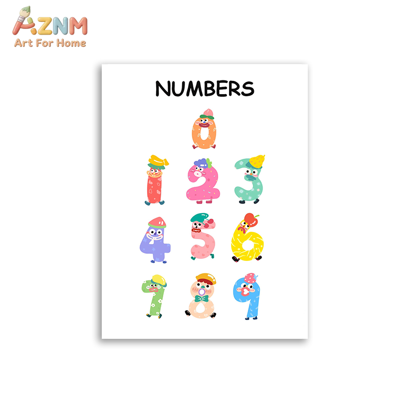 AZNM 教育用アルファベット数字フレームレスキャンバスウォ - Kids Educational Poster のレビューと価格