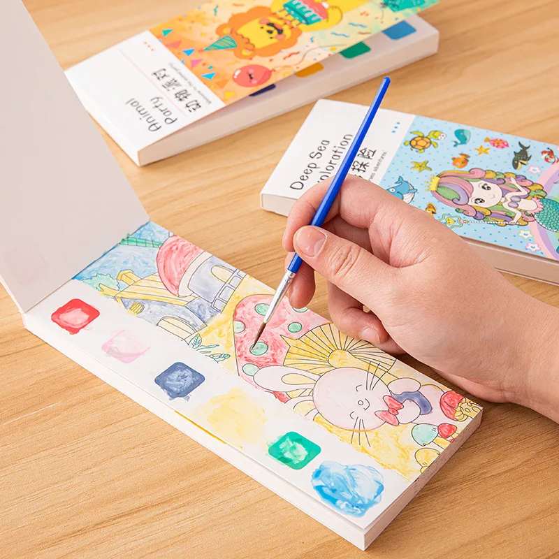 20 ページポータブル水彩画帳ぬりえ子供のための描画ガッシュ - Kids Education Laptop のレビューと価格