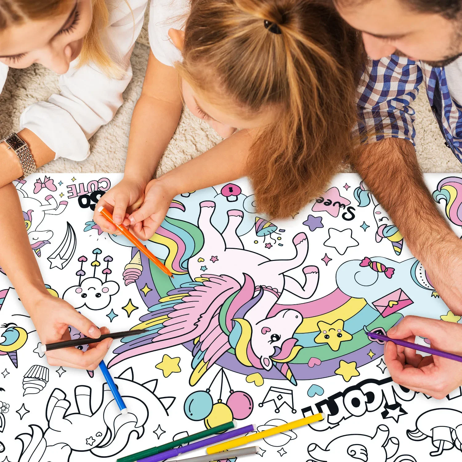 新しいユニコーン塗り絵ブック 子供用 大型塗り絵ポスター テ - Kids Educational Poster のレビューと価格