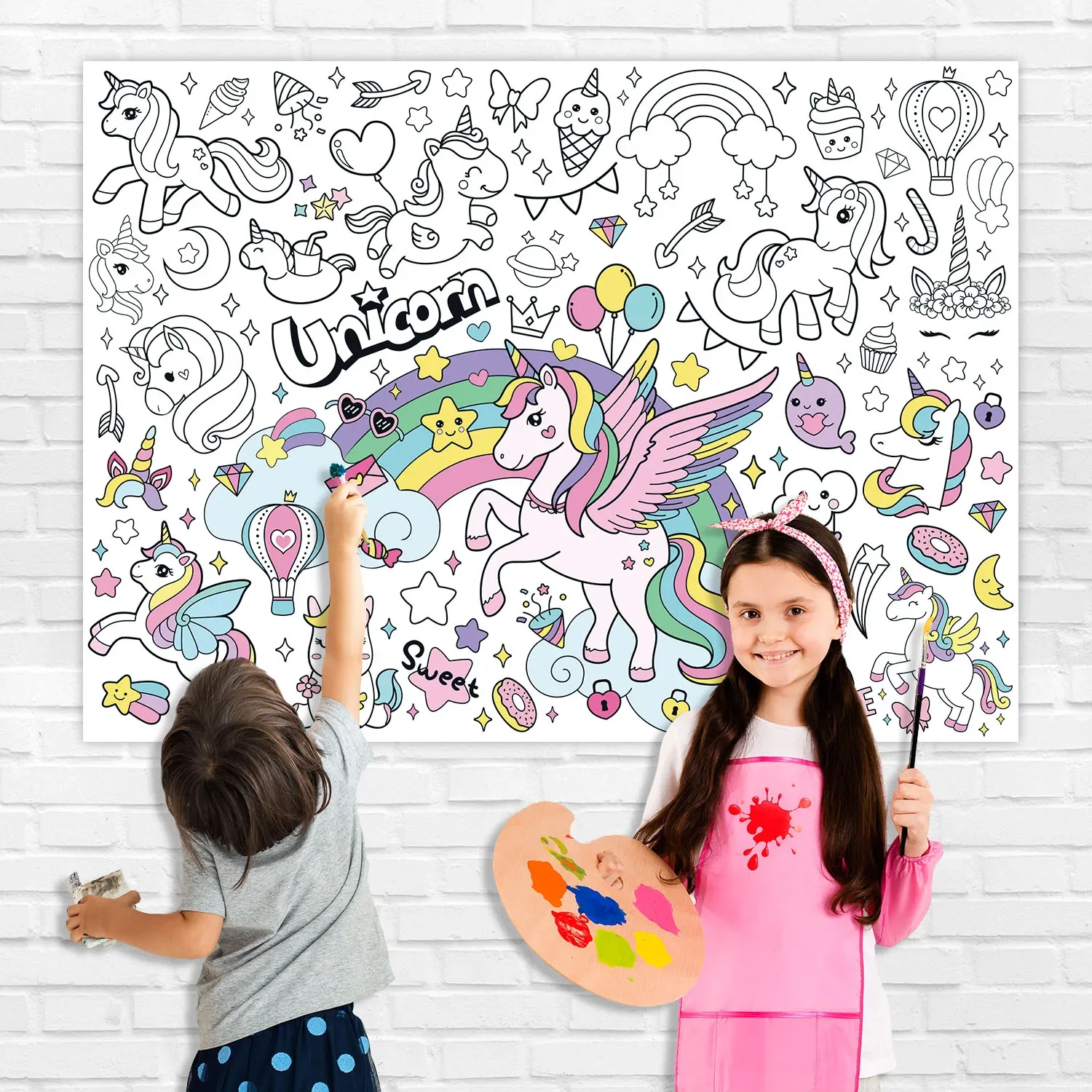 新しいユニコーン塗り絵ブック 子供用 大型塗り絵ポスター テ - Kids Educational Poster のレビューと価格