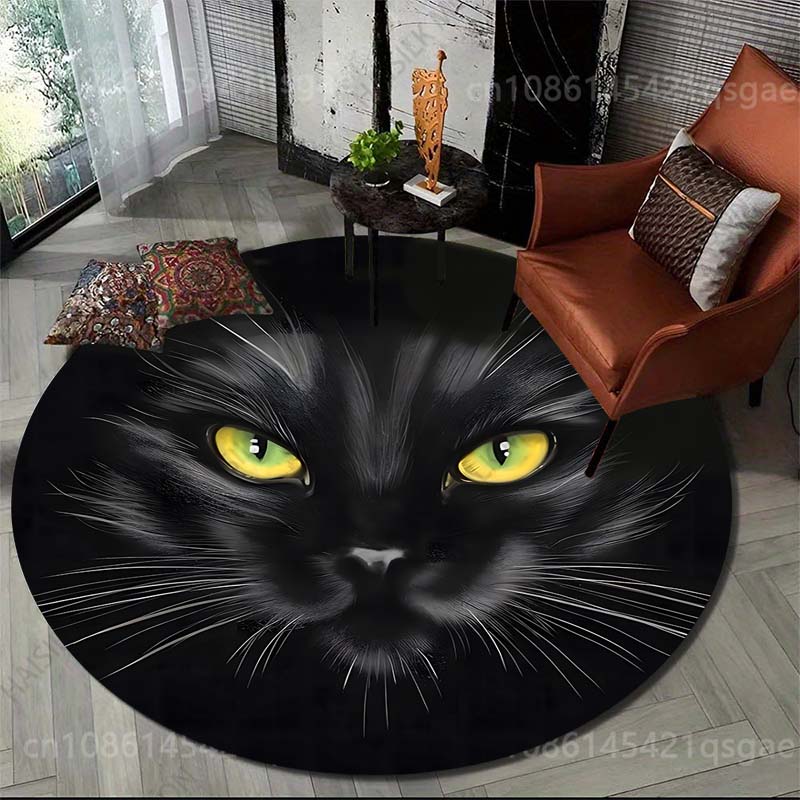 複数のサイズ展開、黒猫のクローズアッププリント、丸型カーペッ - Multiplication Table Mat のレビューと価格