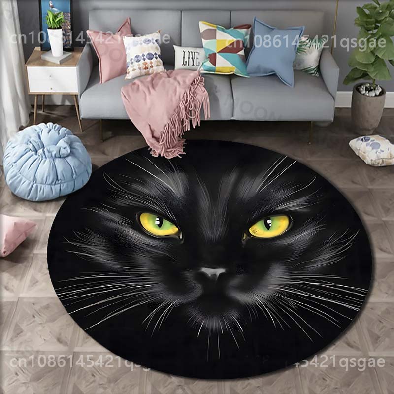 複数のサイズ展開、黒猫のクローズアッププリント、丸型カーペッ - Multiplication Table Mat のレビューと価格