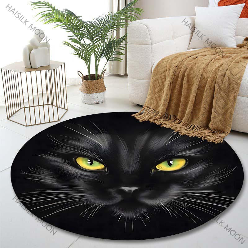 複数のサイズ展開、黒猫のクローズアッププリント、丸型カーペッ - Multiplication Table Mat のレビューと価格