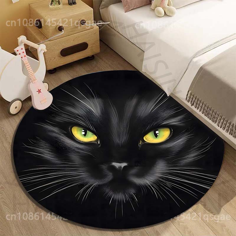 複数のサイズ展開、黒猫のクローズアッププリント、丸型カーペッ - Multiplication Table Mat のレビューと価格