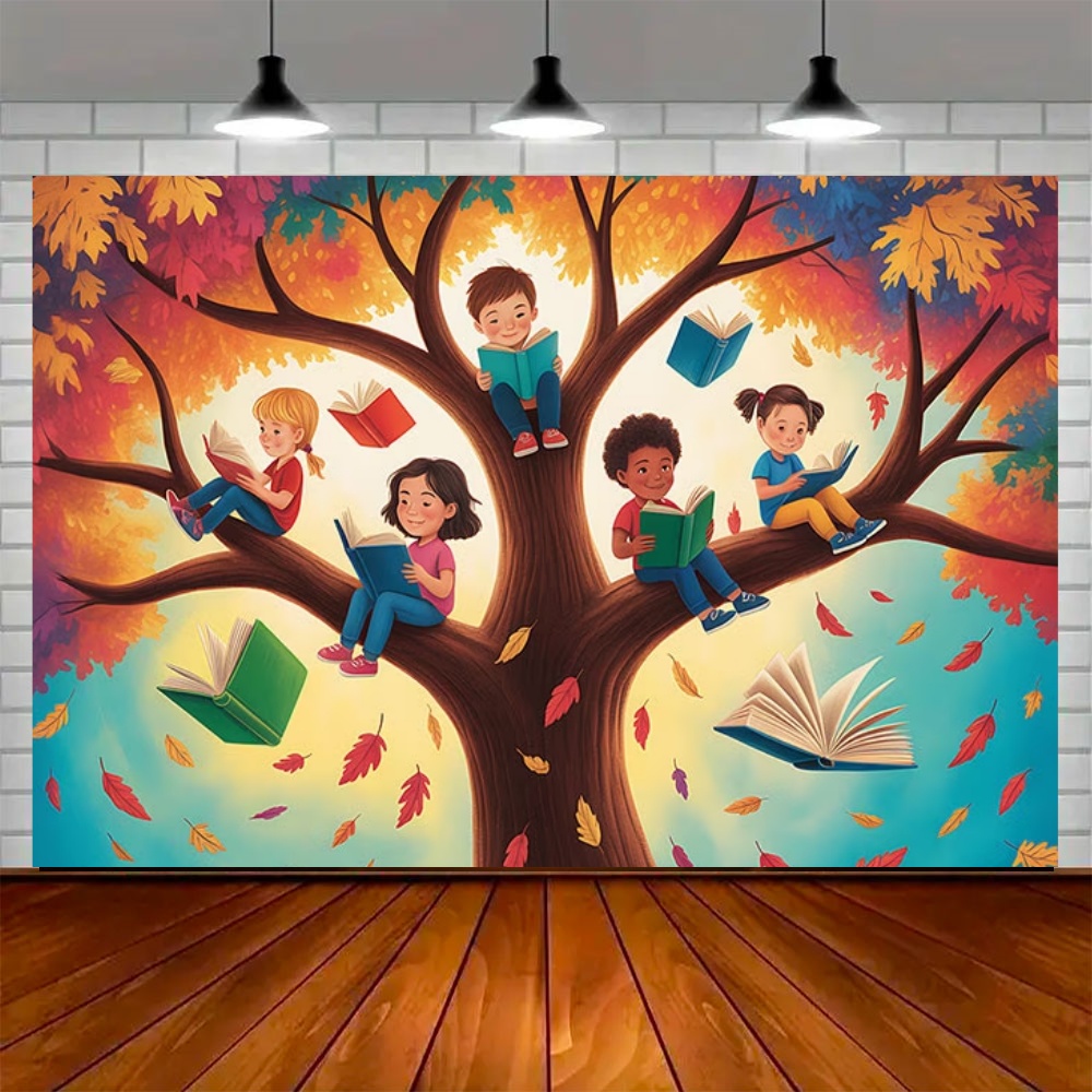 世界秋の読書の日パーティー装飾背景 メープルツリー リンゴ  - Background For Kids Education のレビューと価格